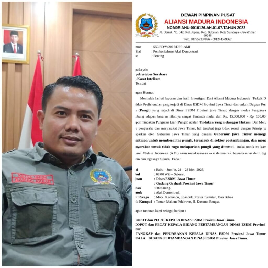 AMI: Serukan Aksi Demo di Kantor Dinas ESDM Jatim Terkait Dugaan Pungli