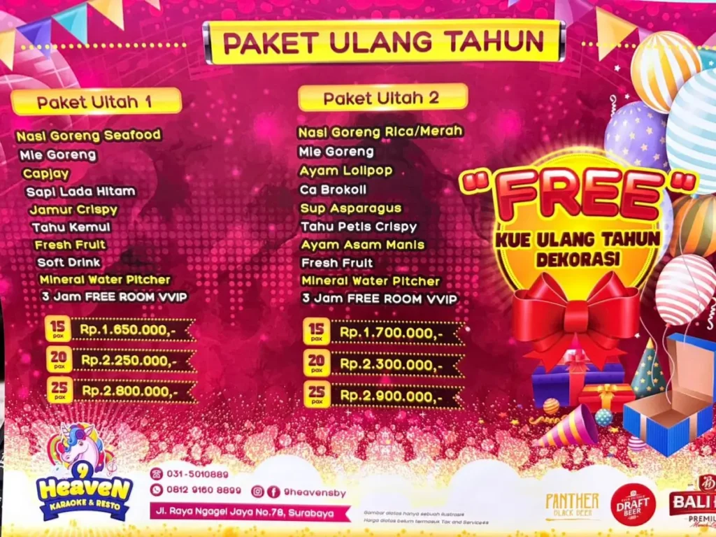 Rayakan Momen Spesialmu di 9 Heaven Karaoke & Resto, Dapatkan Paket Ulang Tahun Lengkap dengan Kue dan Dekorasi Gratis!