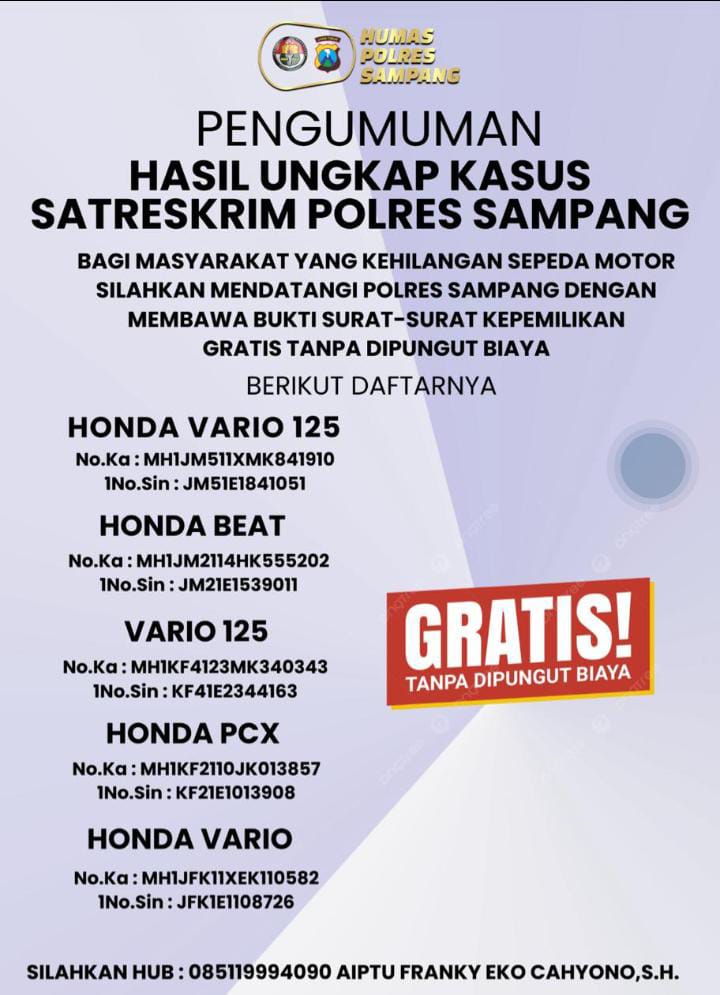 Polres Sampang Tunjukan Komitmen Dalam Pemberantasan Tindak Pidana Pencurian