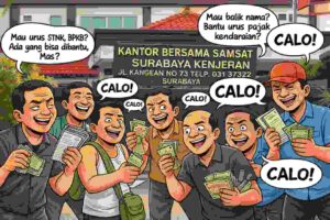 Maraknya Calo di Samsat Kedung Cowek Surabaya Utara, Transaksi Terang-terangan di Depan Pintu Masuk
