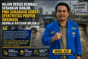 Hujan Deras Kembali Sebabkan Banjir, PMII Surabaya Soroti Efektivitas Proyek Drainase Bernilai Ratusan Miliar