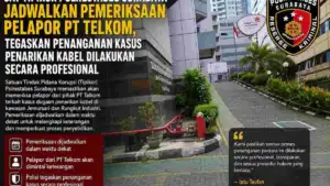 Sat Tipikor Polrestabes Surabaya Jadwalkan Pemeriksaan Pelapor PT Telkom, Tegaskan Penanganan Kasus Penarikan Kabel Dilakukan Secara Profesional