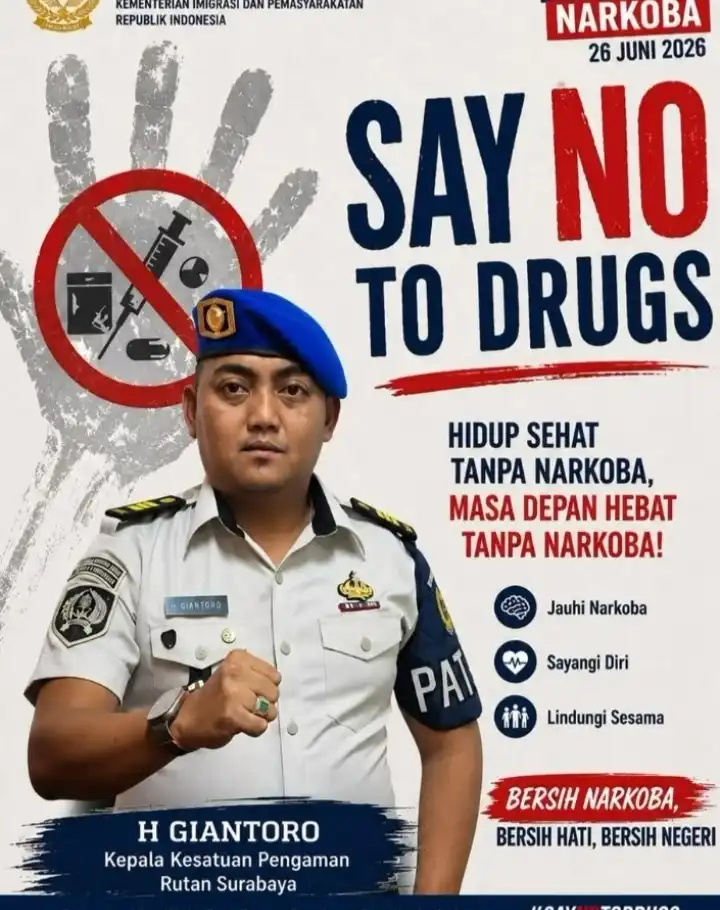 Peringati HANI 2026, Kepala Kesatuan Pengamanan Rutan Surabaya Ajak Masyarakat Perangi Narkoba